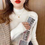 ホワイト | もっちり肌触り着回し力抜群なボトルネックニットトップス 冬 無地 | maison de LATIR