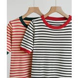 顔周りを明るく演出するバイカラーボーダーTシャツ 半袖 ストライプ | maison de LATIR | 詳細画像11 