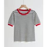 顔周りを明るく演出するバイカラーボーダーTシャツ 半袖 ストライプ | maison de LATIR | 詳細画像14 