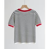 顔周りを明るく演出するバイカラーボーダーTシャツ 半袖 ストライプ | maison de LATIR | 詳細画像15 