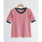 顔周りを明るく演出するバイカラーボーダーTシャツ 半袖 ストライプ | maison de LATIR | 詳細画像22 