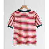 顔周りを明るく演出するバイカラーボーダーTシャツ 半袖 ストライプ | maison de LATIR | 詳細画像23 