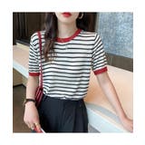 顔周りを明るく演出するバイカラーボーダーTシャツ 半袖 ストライプ | maison de LATIR | 詳細画像4 