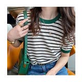 顔周りを明るく演出するバイカラーボーダーTシャツ 半袖 ストライプ | maison de LATIR | 詳細画像5 