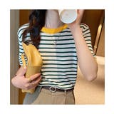 顔周りを明るく演出するバイカラーボーダーTシャツ 半袖 ストライプ | maison de LATIR | 詳細画像7 