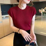 ワイン | コーデを上品に仕上げるフレンチスリーブサマーニット 冬 無地 | maison de LATIR