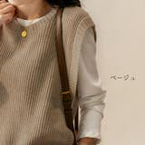 ロングシーズン活躍する人気のサイドボタンニットベスト リブニット プルオーバー | maison de LATIR | 詳細画像16 