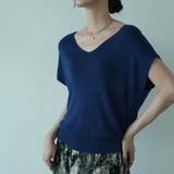 《7色展開》イージーケア上品見えVネックフレンチスリーブ夏服半袖サマーニット き… | maison de LATIR | 詳細画像1 