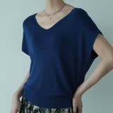 ネイビー | Vネックサマーニット トップス Vネック | maison de LATIR