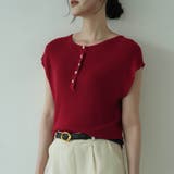 レッド | サマーニット モックネック 半袖サマーニット | maison de LATIR