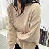 ベージュ | 大人こなれ感と着回し力抜群のVネックセーター トップス カットソー | maison de LATIR