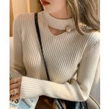 さりげない肌見せと上品さもあるデザインニット トップス プルオーバー | maison de LATIR | 詳細画像6 