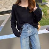 ブラック(Uネック) | Vネック ニット セーター | maison de LATIR