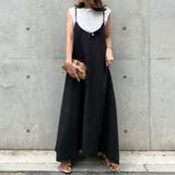 ブラック | さらっと着られるフレアキャミワンピース サロペット オールインワン | maison de LATIR