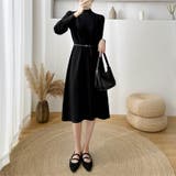 女性らしさを引き出すベルト付きのボリュームスリーブニットワンピース 長袖 ニット… | maison de LATIR | 詳細画像2 