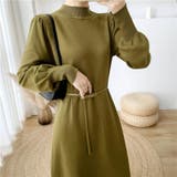 女性らしさを引き出すベルト付きのボリュームスリーブニットワンピース 長袖 ニット… | maison de LATIR | 詳細画像24 