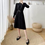 女性らしさを引き出すベルト付きのボリュームスリーブニットワンピース 長袖 ニット… | maison de LATIR | 詳細画像3 