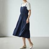 ネイビー | 一枚で完成、今っぽレイヤードバイカラーワンピース 配色ティアード レイヤード | maison de LATIR