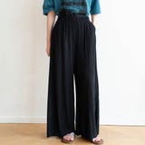 ブラック(ポケットあり) | 接触冷感で夏も快適にサラッと穿ける。上品美脚ストレートプリーツパンツ | maison de LATIR