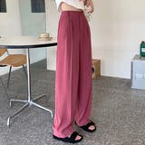 ワイン | カジュアルさが可愛いハイウエストスラックスパンツ ワイドパンツ 韓国 | maison de LATIR