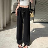ブラック | ドレープ感が可愛いウエストチェーンストレートモップパンツ 夏 夏 | maison de LATIR