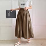 ライトブラウン | ふわっとしたシルエットが女性らしいコットンロングフレアスカート プリーツ Aライ… | maison de LATIR