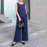 【セットアップ】大人の涼感ワッシャー素材リネンライクワイドパンツ夏服セットアップ | maison de LATIR | 詳細画像1 