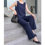 【セットアップ】大人の涼感ワッシャー素材リネンライクワイドパンツ夏服セットアップ | maison de LATIR | 詳細画像3 