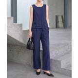 【セットアップ】大人の涼感ワッシャー素材リネンライクワイドパンツ夏服セットアップ | maison de LATIR | 詳細画像4 
