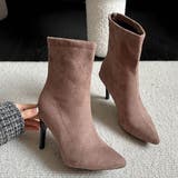 ライトベージュ(ソールブラック) | 上品シルエット。ピンヒールレッドソール美脚ショートブーツ オフィスカジュアル 大人 | maison de LATIR