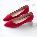 レッド | 女性らしい足元を演出するポインテッドトゥスエードパンプス 冬 浅口 | maison de LATIR