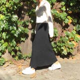 ブラック | コーデをすっきりとまとめてくれるニットスリットロングスカート 秋 サイドスリット | maison de LATIR