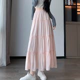 春夏は軽やかに揺れるのが可愛い。ボリューム切り替えエアリーAラインティアードロン… | maison de LATIR | 詳細画像15