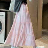 ピンク | 春夏は軽やかに揺れるのが可愛い。ボリューム切り替えエアリーAラインティアードロン… | maison de LATIR