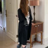 ブラック | バックプリントがアクセントのロング丈Tシャツワンピース ルーズ 五分袖 | maison de LATIR