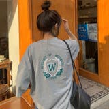 グレー | シンプルで合わせやすいルーズプリントTシャツ バックプリント 半袖 | maison de LATIR
