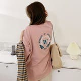 ピンク | シンプルで合わせやすいルーズプリントTシャツ バックプリント 半袖 | maison de LATIR