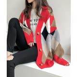 レッド | カーディガン アーガイル ダイヤ | maison de LATIR