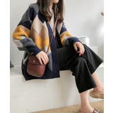 イエロー | カーディガン アーガイル ダイヤ | maison de LATIR