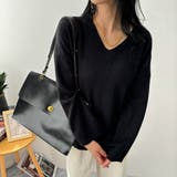ブラック | アウター vネック ニット | maison de LATIR