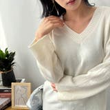 ホワイト | アウター vネック ニット | maison de LATIR