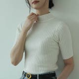 ホワイト | 大人 上品半袖サマーニット オフィスカジュアル | maison de LATIR