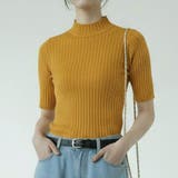 イエロー | 《9色展開》華奢見えリブは大人のためのトップス。きちんと感が出る半袖サマーニット… | maison de LATIR