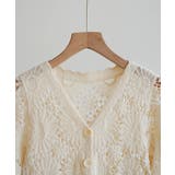 夏服に映える透け感フラワーレースの半袖Vネックショート丈カーディガントップス | maison de LATIR | 詳細画像16 