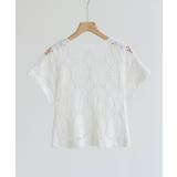 夏服に映える透け感フラワーレースの半袖Vネックショート丈カーディガントップス | maison de LATIR | 詳細画像24 