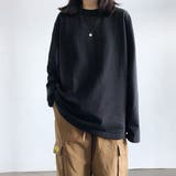 ブラック（無地） | シンプルで着回し抜群！合わせやすいレター文字ロンT 長袖カットソー レディース | maison de LATIR