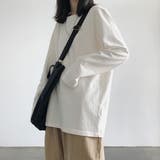 ホワイト（無地） | シンプルで着回し抜群！合わせやすいレター文字ロンT 長袖カットソー レディース | maison de LATIR