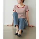 スクエアネックがオシャレなストライプ柄半袖ニット ショート丈 カジュアル | maison de LATIR | 詳細画像18