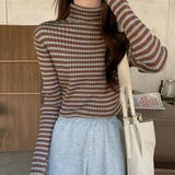 ブラウン | シンプルなのに主役級！1枚でも重ね着にも◎ボーダータートルネックセーター ストラ… | maison de LATIR