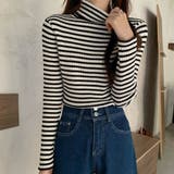 ホワイト | シンプルなのに主役級！1枚でも重ね着にも◎ボーダータートルネックセーター ストラ… | maison de LATIR